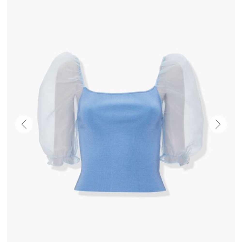 Sheer Blue Puff Sleeve Top Forever 21 Cinderella